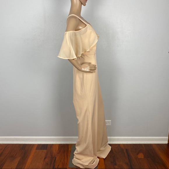 NEW JAY X JAYGODFREY BEIGE COLD-SHOULDER JUMPSUIT - Picture 4 of 6